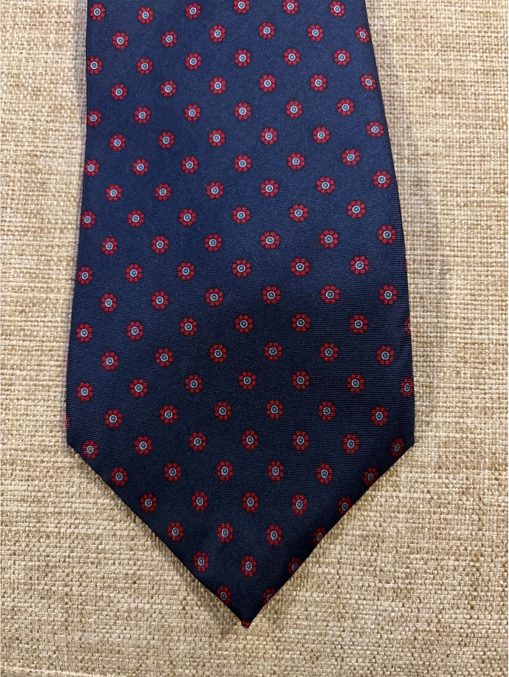 Henri Christian Navy Blue Patterned 100% Silk Tie